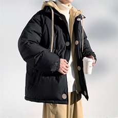 冬季青少年连帽假两件外套加绒加厚休闲简约棉衣棉服5303-P85，男装棉衣，电商B306
