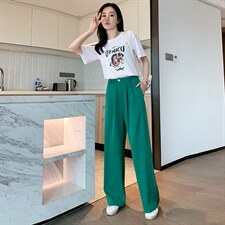 短袖套装女2022夏季新款印花T恤透气宽松简约气质西装长裤白搭，女装套装/套裙，梦懿尔