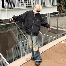 美式复古棒球服外套春秋2024新款潮牌运动W7008-P60，女装职业装，星座1109-3