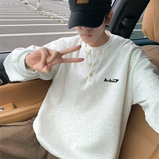 假两件卫衣亨利领t恤男款cleanfit美式复古长袖WY0553-P50，男装T恤，星座308B-2