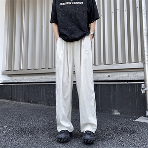 休闲裤男韩版潮流百搭裤子夏季薄款坠感阔腿拖地长裤K02581-P38图片