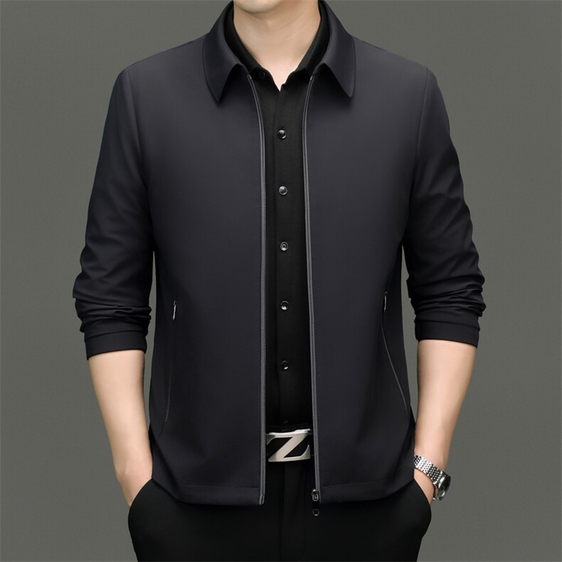 XL-K8512秋冬新款男士夹克翻领商务休闲时尚青年男装纯色外套图片