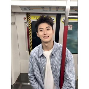 少年感小格子长袖衬衫蓝色男春秋潮高级垂坠感宽松衬衣情侣薄外套,军绿色毛衣穿搭图片