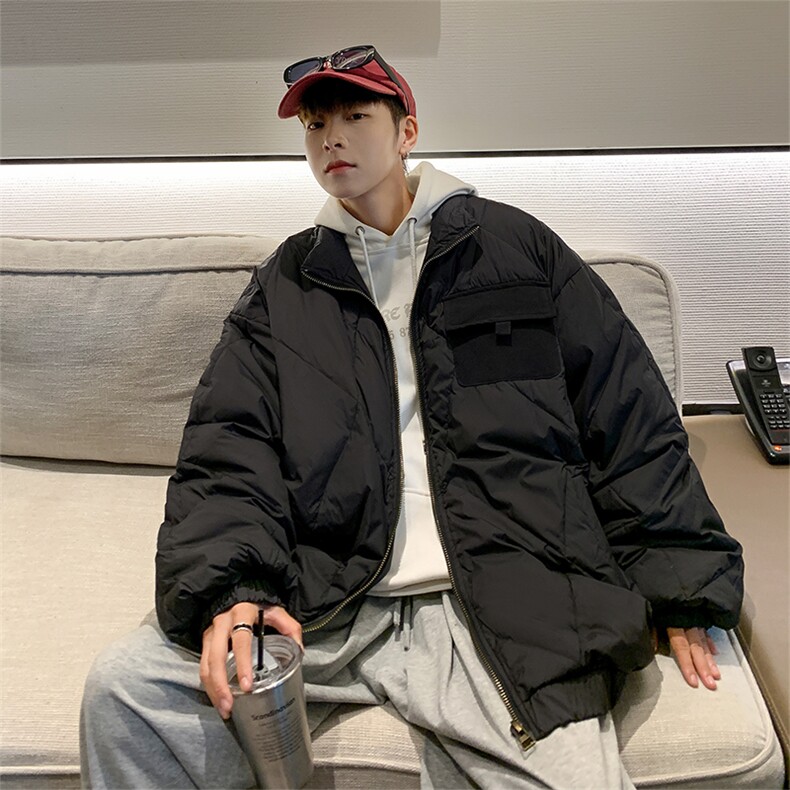 菱形格棉衣男韩版潮流痞子帅气2024冬季新款ins宽松外套W4117-82图片