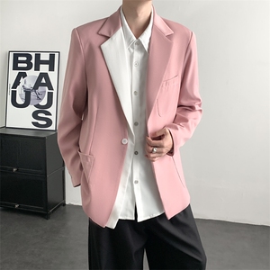 2026春装晚会年会舞台装男演出服西装粉色套装歌手夜店歌手外套图片