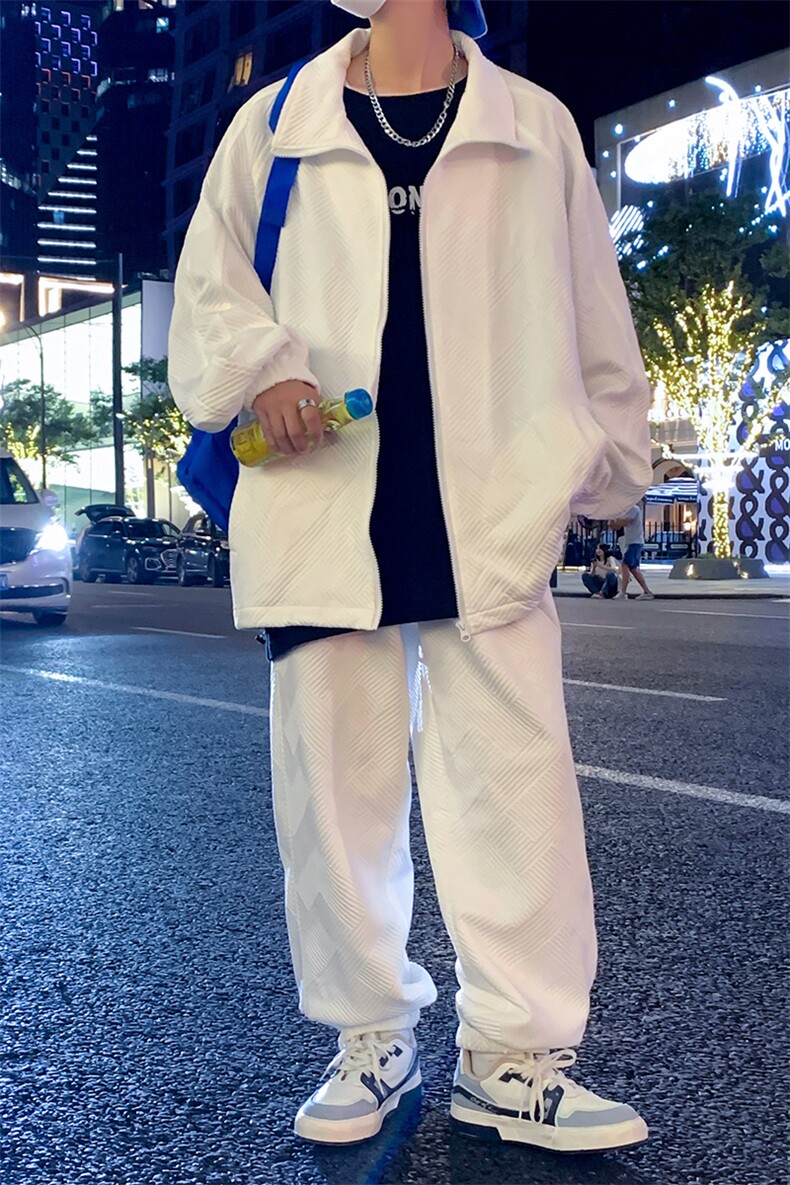 TZ61195/P100秋装新款简约运动套装男潮大码宽松卫衣休闲裤两件套,男装休闲裤,电商A141