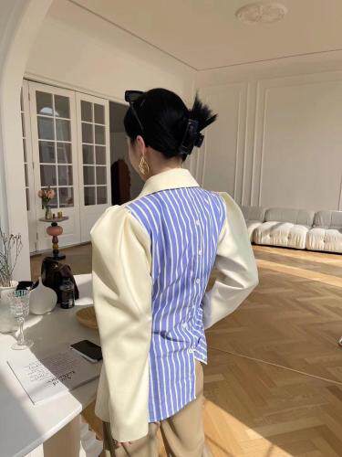 秋季新款上新条纹拼接泡泡袖外套，其它，LION&CAT(2F)