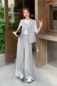 夏季阔腿裤马甲时尚两件套女图片