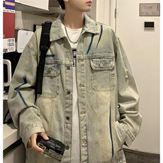 1506-1/JJ041/P60春季新款美式潮牌复古做旧水洗牛仔夹克男士百搭，男装夹克，星座1506-1