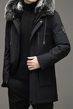 中老年白鸭绒羽绒服可卸狐狸毛领男冬季新款加厚外套HM2199-P490，男装羽绒服，电商B212（原钱塘6029）