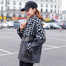 2021秋冬个性潮流休闲独特设计时尚长袖直筒口袋，女装短外套，秋水欣儿