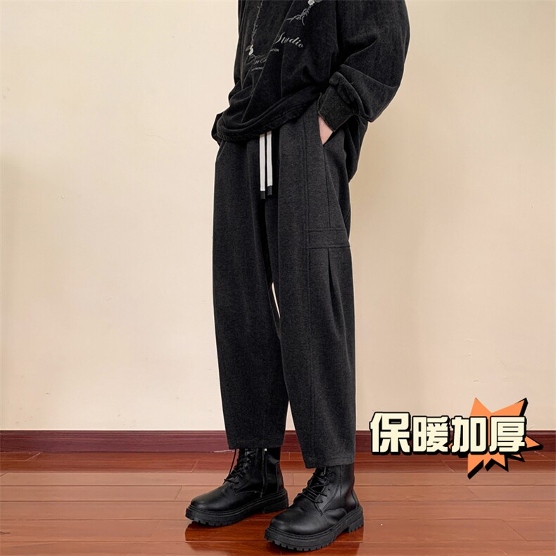冬季新款加厚抗起球呢料小脚哈伦裤宽松大码休闲萝卜裤男873-P65,男装休闲裤,电商C305A