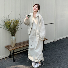 设计感防晒服工装风两件套女2025夏季新款韩系减龄半身裙时尚套装，女装套装/套裙，2C225