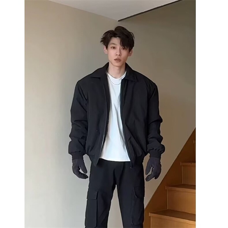 青少年男生显壮飞行夹克棉服美式高街长袖外穿常规款潮标准方领,男装夹克,星座506A