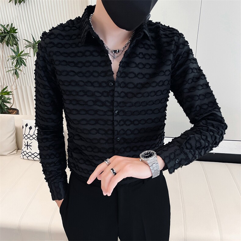 2024男士秋季新款韩版修身长袖衬衫男工艺款衬衣301A-1/H502/P55,男装衬衫,星座301A-1