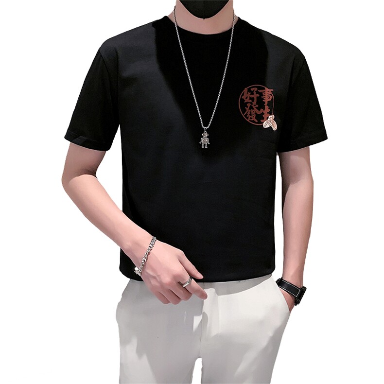 TX28-P38夏季T恤男短袖半截袖新款男装上衣痞青年半袖-黑1控58,男装T恤,电商D327