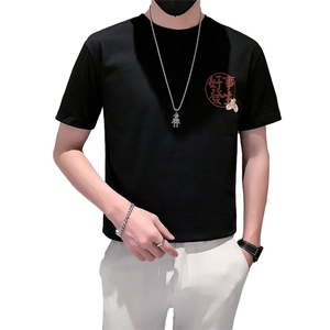 TX28-P38夏季T恤男短袖半截袖新款男装上衣痞青年半袖-黑1控58图片