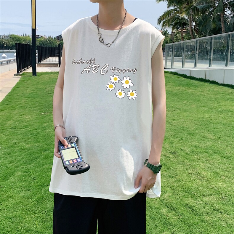 ！港风2023夏季无袖背心男加肥加大码宽松短袖T恤男BX263-P20，男装背心/马甲，电商B371