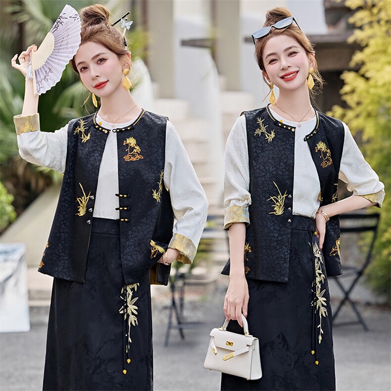 芷墨春夏新款复古设计感新中式马甲上衣显高显瘦通勤百搭外套女,女装马甲,芷墨服饰
