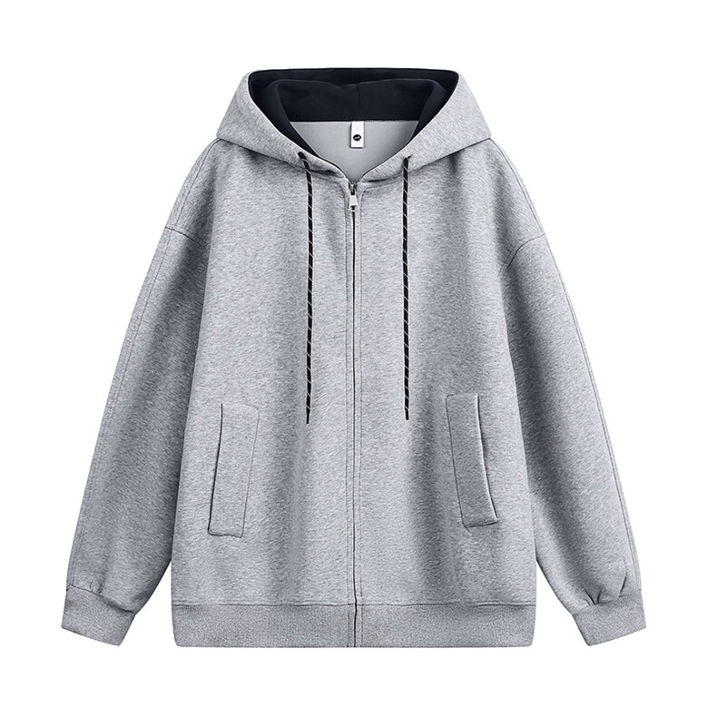 抖音得物二开美式高街重磅结构双层撞色连帽卫衣开衫外套W116，男装卫衣，电商A486