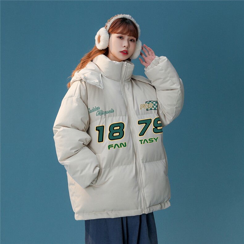 中性22冬季潮流设计感潮牌印花加厚连帽面包服棉衣MY209P115控158,男装棉衣,A247A