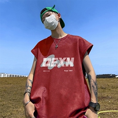 量大优供视频得物直播品220克夏季麂皮绒背心无袖T恤BJ218，男装T恤，电商A486