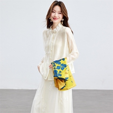 在仓~2026年夏装人丝衬衫套装薄款印花马夹上衣两件套（可拆分），女装套装/套裙，新依时派