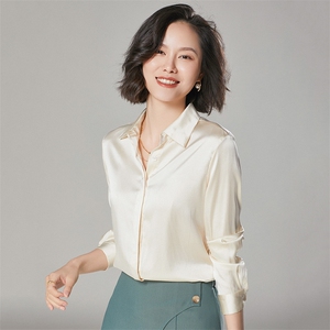 垂感白色衬衫女设计感小众上衣高级感抗皱醋酸缎面真丝长袖衬衣春图片