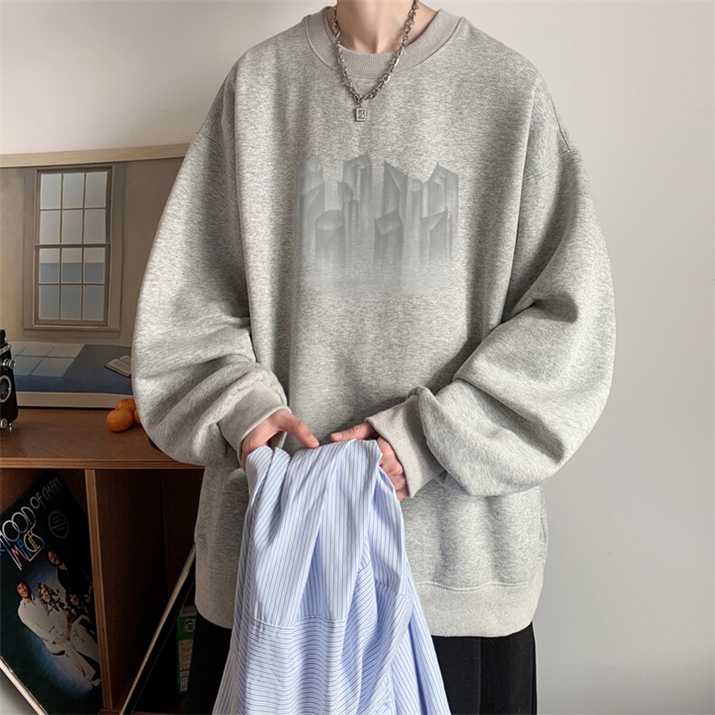 ！圆领卫衣男装港风长袖T恤男外套男WY147-P28,男装卫衣,电商B367