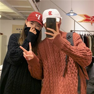 新款秋冬季高领毛衣纯色百搭港风情侣款加厚上衣毛衣E M319-P43,男装针织衫/毛衣,星座512-4