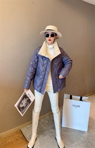 【现货】2021年秋冬季显瘦宽松白鸭绒短款撞色羽绒服图片
