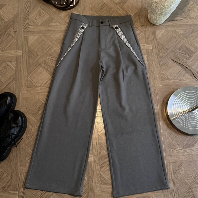 美式复古双褶垂感阔腿休闲西裤男女cleanfit宽松拖地裤LB0588-P55,男装西裤,星座1008