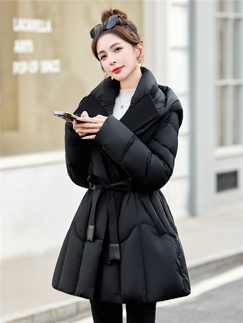 2025冬装新款简约时尚休闲连帽鹅绒羽绒服,女装羽绒服,沁沁公主