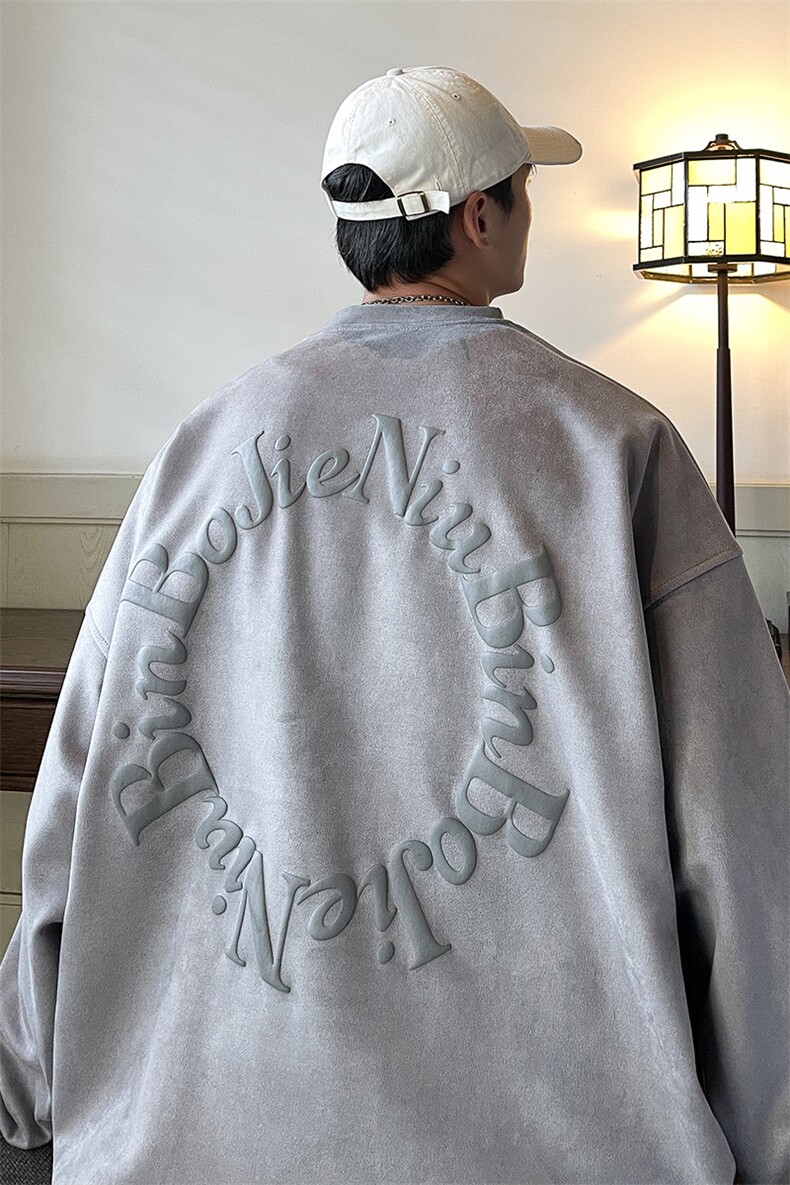 麂皮绒圆领卫衣男发泡字母印花A071-W15-P60,男装卫衣,电商A071