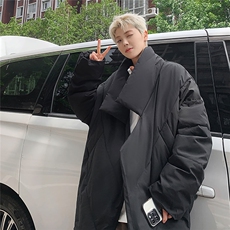 港风行走的大棉被设计棉衣男过膝中长款棉衣男ZC77110P135控198，男装棉衣，星座227-7