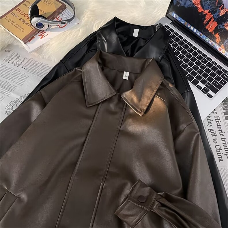 美式复古pu皮夹克男春秋季帅机车服外套潮宽松休闲皮衣W5266-P66,男装皮衣,星座412