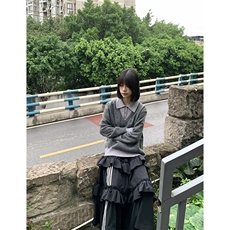 XZ1005-1-TTH739-P68现货假两件miu系polo领毛衣针织衫学院风老钱，男装Polo衫，星座1005-1