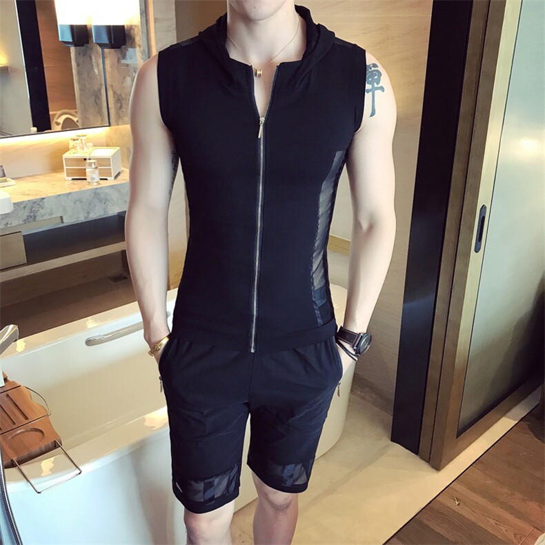 套装休闲加绒春季青春流行连帽潮纯色修身型套头青少年,男装休闲套装,电商C301