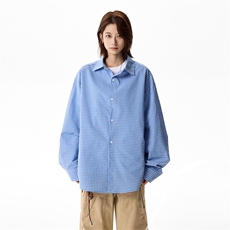 2026春季撞色细格子美式衬衫薄外套男女同款C61318-TP3568，男装衬衫，电商A102