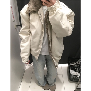 冬季美式高级感恒温暖绒毛领拼接棉服夹克保暖加厚 D517 特P90图片