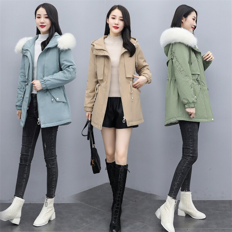 2021冬季新款时尚气质休闲腰部抽绳棉衣抽绳设计显瘦显身材派克服，女装派克服，涵亦佰惠