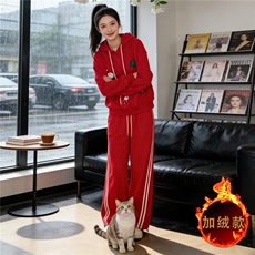潮流休闲时尚套装女秋冬新款高级感卡通印花长袖卫衣直筒裤两件套，女装套装/套裙，江南
