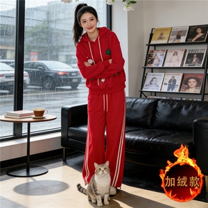 潮流休闲时尚套装女秋冬新款高级感卡通印花长袖卫衣直筒裤两件套,时尚穿搭女秋冬休闲图片