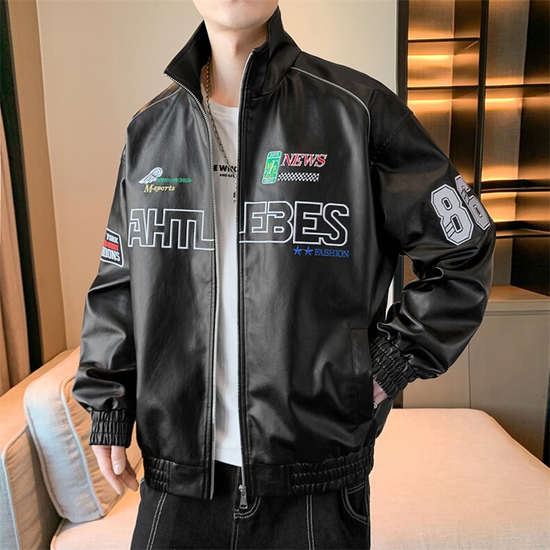 春季新款机车服夹克男潮炸街痞帅外套宽松赛车潮牌JK079-P83,男装夹克,星座308B-2