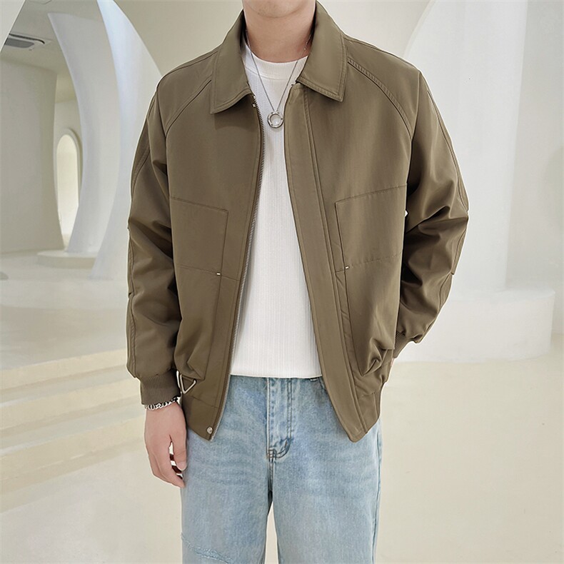 秋季2024轻熟抖音小伙薄款纯色休闲夹克店主风A236-JK5025-P130,男装夹克,电商A236