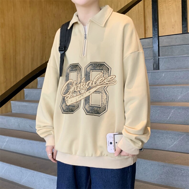 美式POLO衫翻领卫衣男春秋潮牌宽松情侣装外套WY015-P40,男装卫衣,星座308B-1