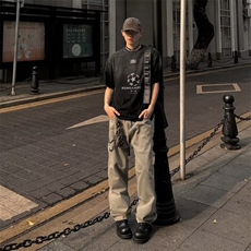 潮高街裤子潮ins拉链直筒裤修身牛仔裤男裤脚NZ740，男装牛仔裤，星座1116A-1（原606A）