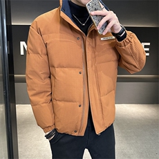 2025冬季店主风无帽立领纯色休闲高品质羽绒服外套男YR807-P185，男装羽绒服，电商A413