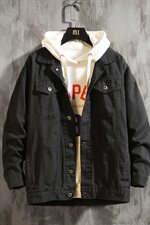 2019冬季新款日系休闲大码男加绒加厚宽松牛仔外套棉衣J1211-P85，男装棉衣，电商A001