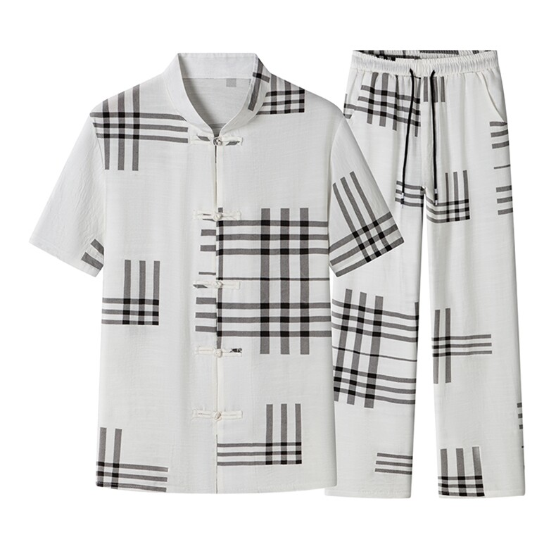 男士夏季风汉服棉麻透气舒适复古开衫唐装两件套 HO6931-P65图片